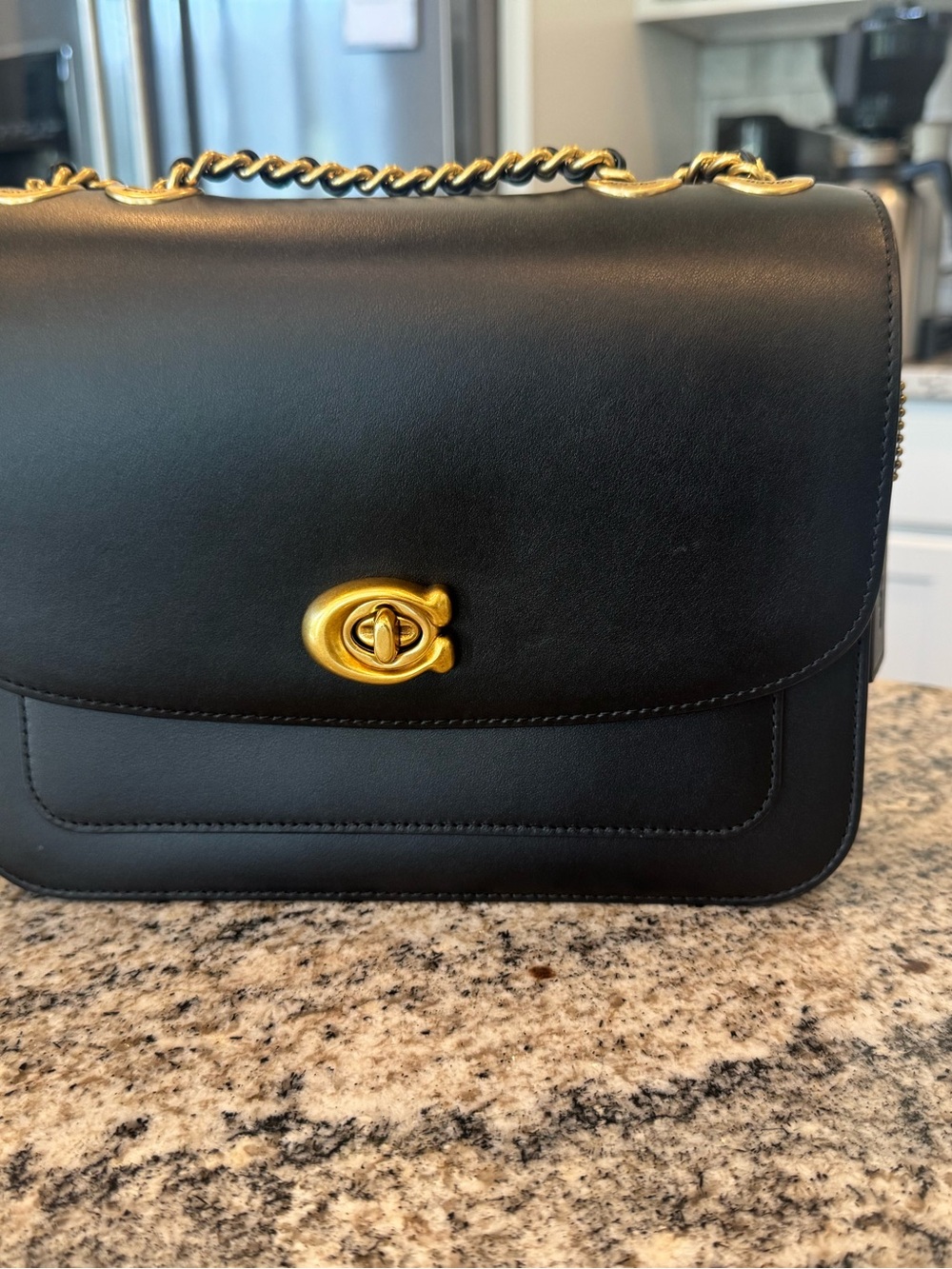 Coach Black Madison crossbody with chain strap